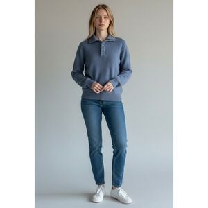 Banana Republic Merino Wool Sweater Women Blue Large Classic Preppy Minimalist